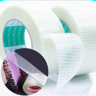 Băng dính/băng keo sợi thuỷ tinh caro 1 mặt rộng 1cm/2cm/3cm/5cm- dài 50m/cuộn ||