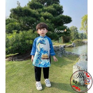 Áo dài bé trai hình rồng cao cấp chất vải TacTa từ 10kg - 30kg