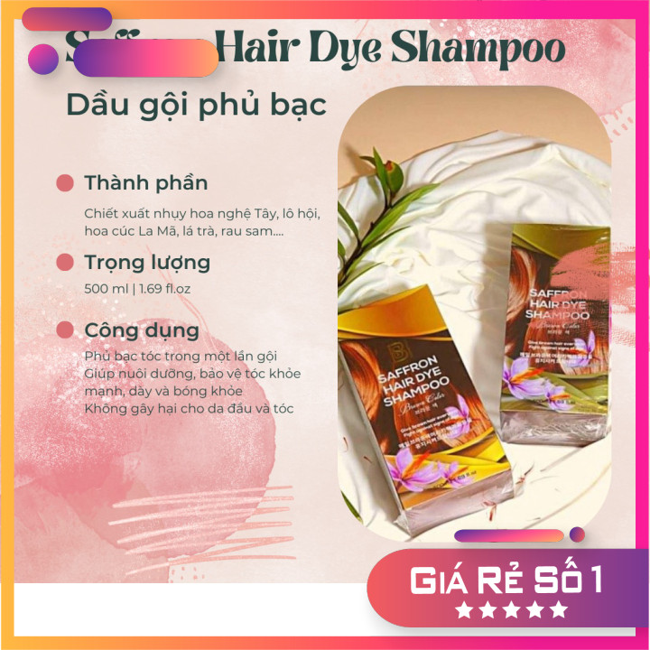 (Hữu cơ thảo dược) Dầu gội phủ bạc tóc Dầu gội nhuộm tóc bạc Dầu gội phủ bạc thảo mộc saffron ( CHÍNH HÃNG)