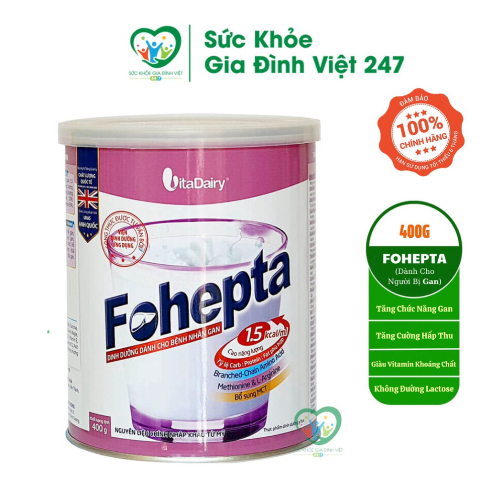 Sữa Fohepta 400G Dành Cho Người Bị Gan Giúp Tăng Cường Chức Năng Gan Hấp Thu Tối Đa suckhoegiadinhvi