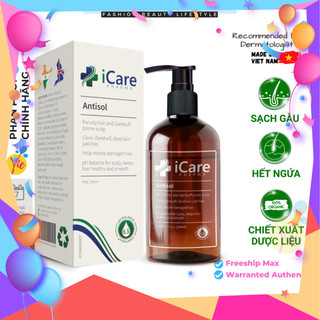 Dầu Gội iCare Pharma Antisol Sạch Gàu Chiết Xuất Dược Liệu Sạch Gàu, Giảm Ngứa, Chống Rụng, Không Gây