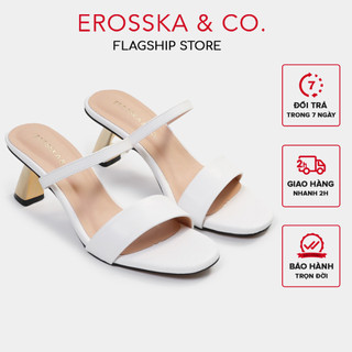 Erosska - Dép cao gót quai ngang hở mũi sang trọng màu trắng cao 7cm - EM109