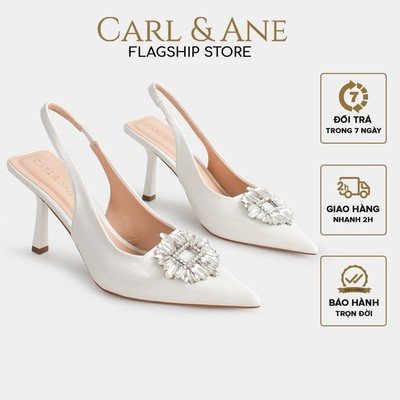 Erosska - Cao gót Blaite Crytal Slingback đính đá màu trắng cao 9cm - WD002