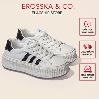 Erosska - Giày thể thao nữ thời trang đế bánh mì cá tính màu trắng - GS030