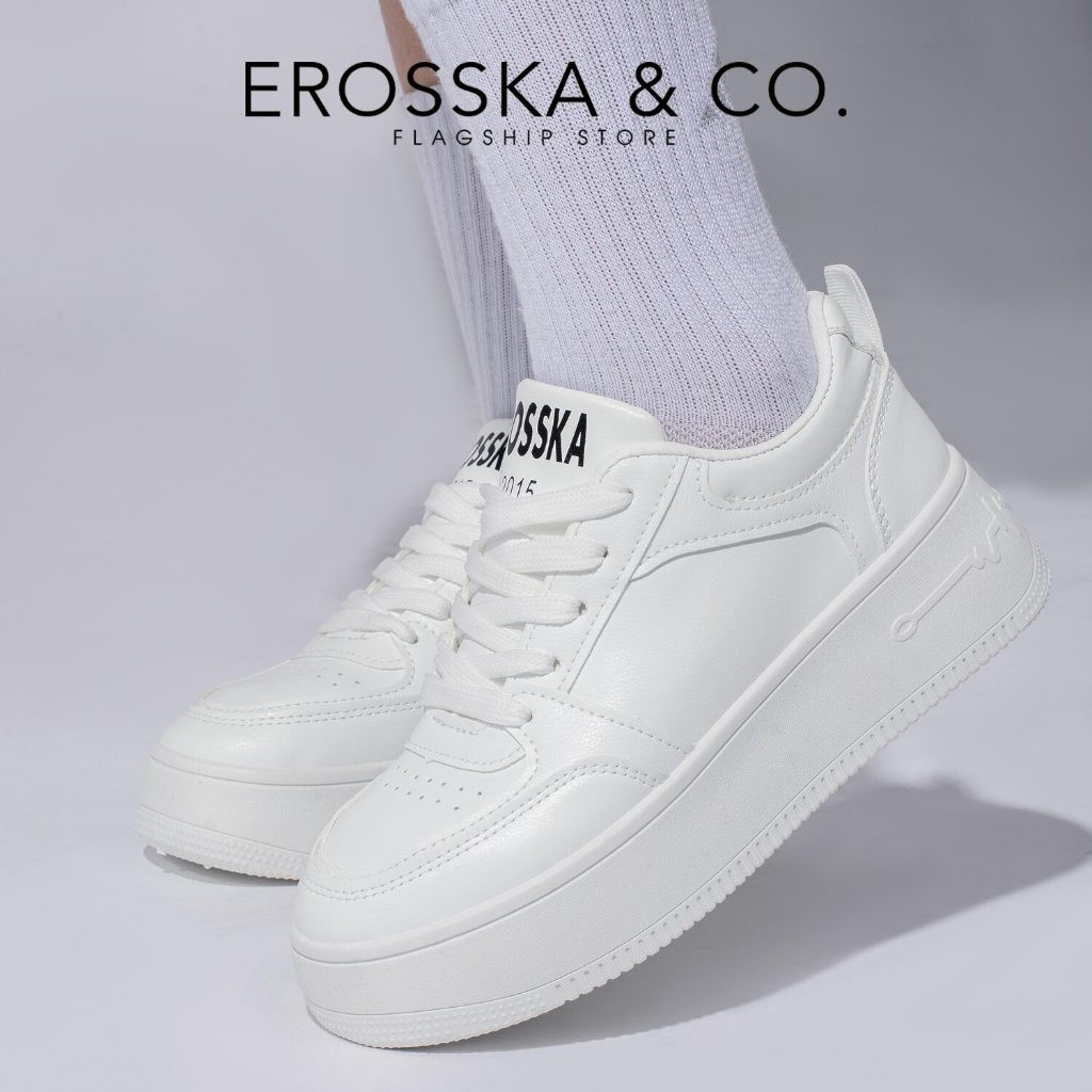 Erosska - Giày sneaker nữ thời trang đi học kiểu dáng basic dễ phối màu trắng - GS026