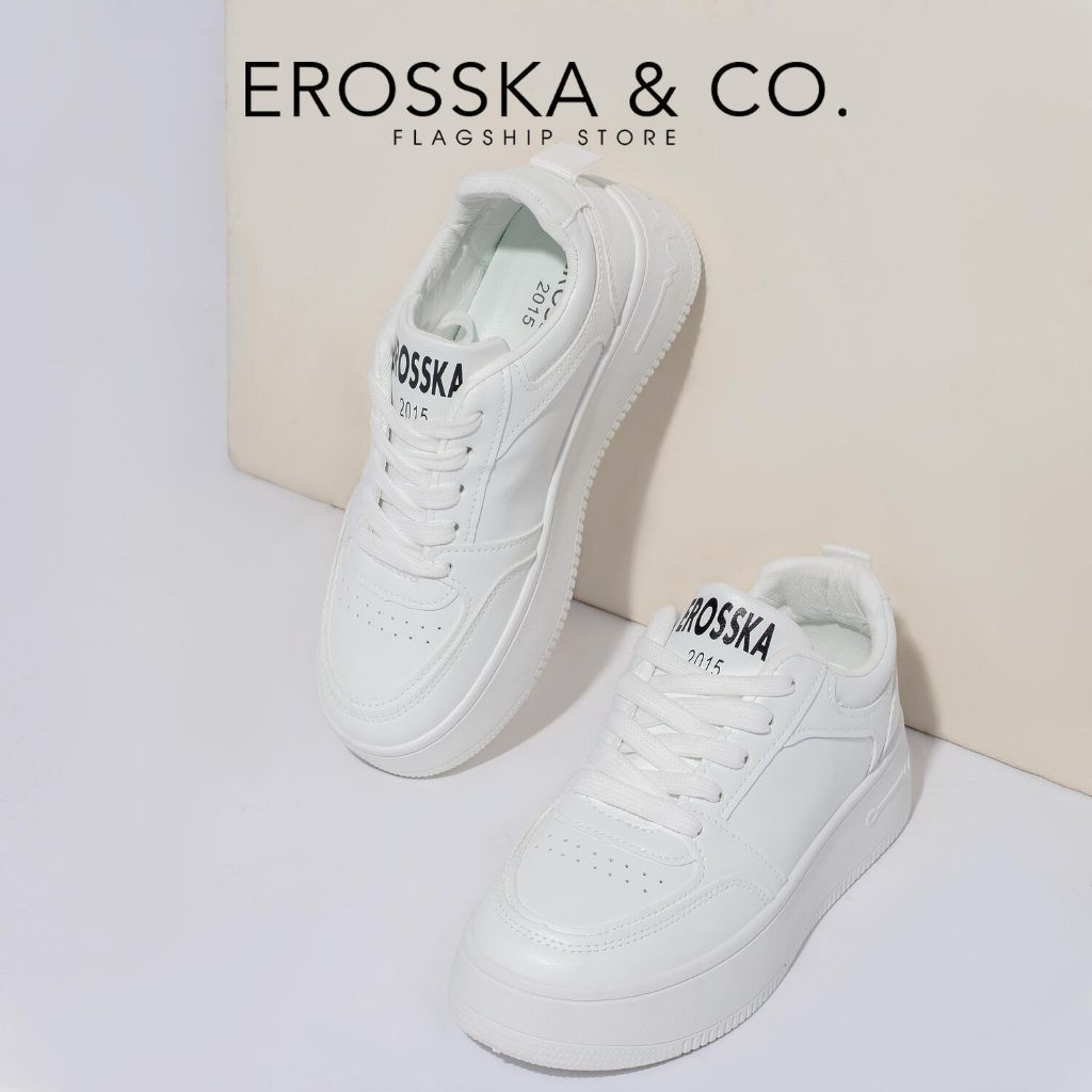 Erosska - Giày sneaker nữ thời trang đi học kiểu dáng basic dễ phối màu trắng - GS026