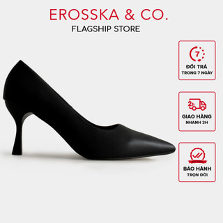 Erosska  _ Giày cao gót mũi nhọn thời trang gót cao 8cm màu đen _  EP010