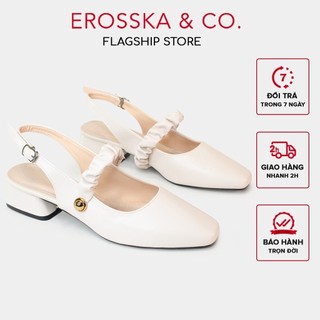 Giày cao gót Erosska quai ngang nhún ngọc cài hậu cao 3cm _ EL024