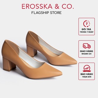 Giày cao gót Erosska mũi nhọn kiểu dáng cơ bản cao 5cm màu bò _ EP011