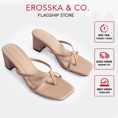 Guốc Cao Gót Xỏ Ngón Erosska Hàn Quốc cao 5cm màu nude _ EM075