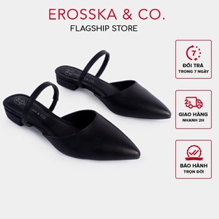 Erosska - Giày nữ đế xẹp mũi nhọn thời trang màu đen ver 3 - EL019