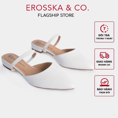 Erosska (Form bé tăng 1 size) - Giày cao gót  mũi nhọn gót bệt 1,5 cm màu trắng ver 2 - EL019