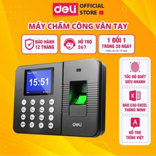  Máy Chấm Công Quét Vân Tay Deli Máy Chấm Công Gương Mặt - Tiếng Việt Màn Hình 2.4 Inch Kết Nối USB Bảo Hành Chính Hãng 