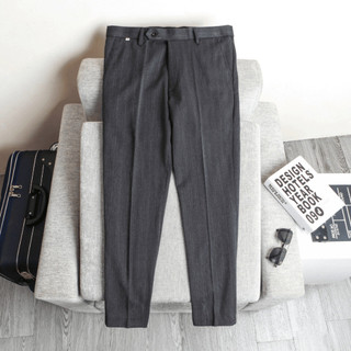 Quần âu cotton màu xám xước kẻ sọc Quần âu cao cấp Quần âu công sở
