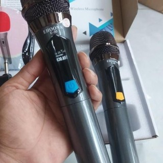 Micro karaoke không dây UHF cho amly loa kéo sound card livestream hay 1 mic và 2 mic Ehoona E30 sạc pin -Giá rẻ