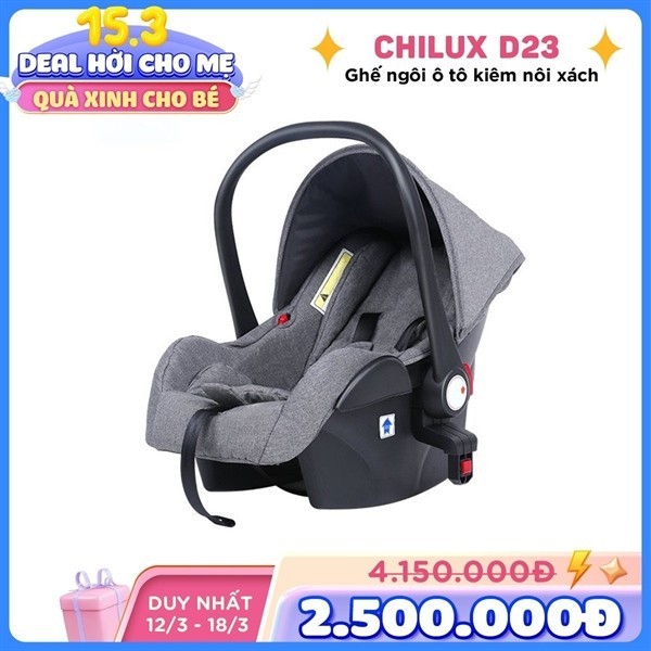 Ghế ngồi ô tô kiêm nôi xách tay Chilux D23 xám