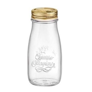 Hũ thủy tinh Bormioli Quattro 400ml, nắp thiếc, đựng sữa hạt, sữa chua, nước ép trái cây