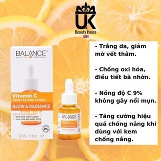 Serum Dưỡng Sáng Da, Mờ Thâm Balance Active Formula Vitamin C Brightening Serum Glow & Radiance 30ml - Hasaki
