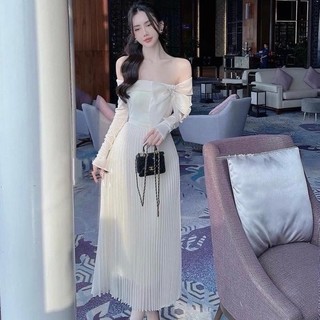  Set Áo Trễ Vai kèm chân váy dập ly Dolldiva