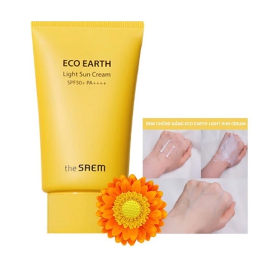 Kem Chống Nắng Ngăn Ngừa Tia UVA, UVB Sắc Trắng The Saem Eco Earth SPF50+ 50Gr