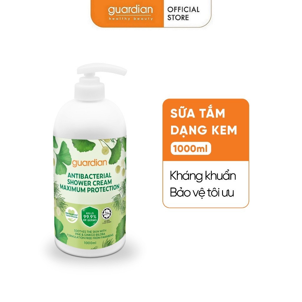 Sữa Tắm Dạng Kem Sạch Khuẩn Guardian Antibacterial Shower Cream Maximum Protection Bảo Vệ Tối Ưu 1000ml