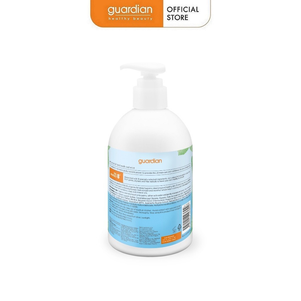 Nước Rửa Tay Sạch Khuẩn Guardian Antibacterial Handwash Cool Mint Bạc Hà Mát Lạnh 500ml