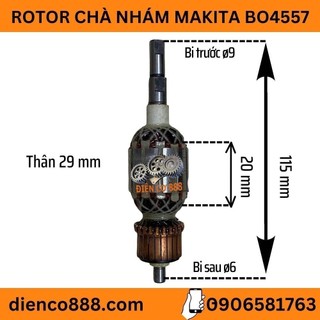 Rotor chà nhám makita 4557 dây đồng 220v - tặng chổi than