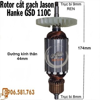 Rotor cắt gạch Jason - Hanke GSD 110C Thân 44mm Dài 174mm dây đồng 220V - Tặng chổi than