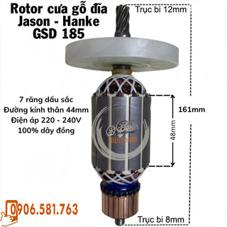 Rotor cưa gỗ đĩa Jason - Hanke GSD 185, Master 185 dây đồng 220V - Tặng chổi than