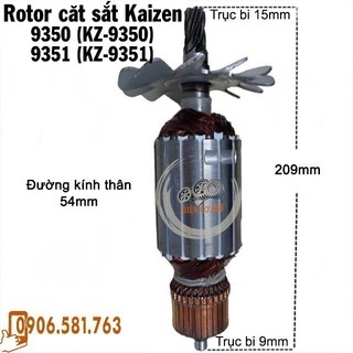 Rotor cắt sắt kaizen 9350 9351 7 răng sắc - thân 54mm - dài 209mm dây đồng 220v - tặng chổi than