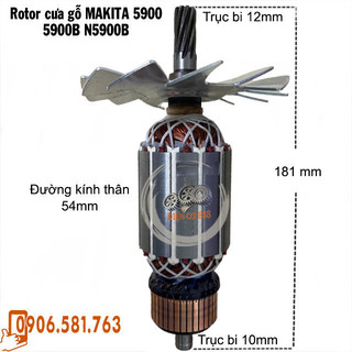 Rotor cưa gỗ MAKITA 5900 (N5900B), DCA AMY235 9 Răng Thân 54mm Dài 181mm dây đồng 220V - Tặng chổi than
