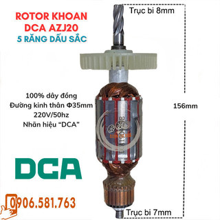 Rotor khoan dca azj20 5 răng thân 35mm dài 156mm 220v - tặng chổi than