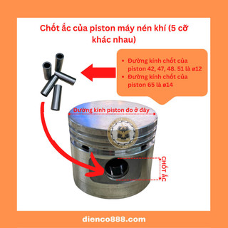 Quả piston hơi máy nén khí - máy hơi đầu liền chạy dầu có chốt (Có 5 cỡ 42mm, 47mm, 48mm, 51mm và 65mm)