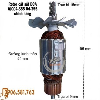 Rotor cắt sắt dca ajg04-355, makita 2414nb 7 răng thân 54mm dài 195mm 220v - tặng chổi than