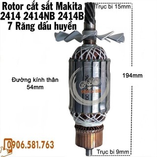 Rotor cắt sắt MAKITA 2414 2414NB AJG04-355 7 răng dấu huyền - Tổng chổi than