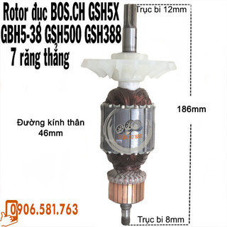 (Hàng DCA) Rotor đục BOSCH GSH 5X, GBH 5-38, GSH 500, GSH 388 220V - Tặng chổi than