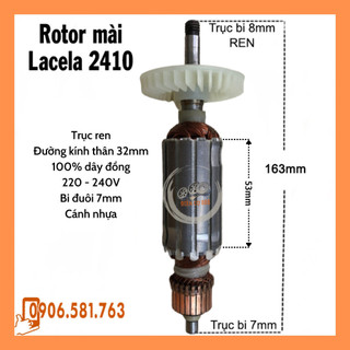 Rotor máy mài góc LACELA Thân 32mm Dài 163mm cánh nhựa 220V - Tặng chổi than