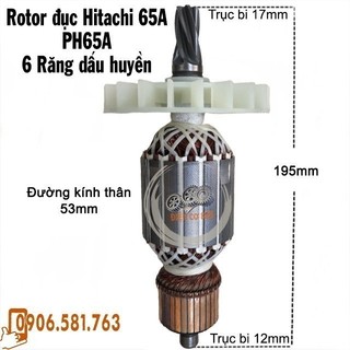 Rotor đục TOTAL TH215456 6 Răng Thân 53mm Dài 195mm 220V - Tặng chổi than