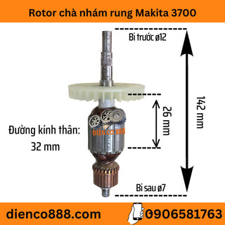 (Hàng DCA) Rotor chà nhám rung Makita 3700 BO3700 dây đồng 220V cánh nhựa - Tặng chổi than