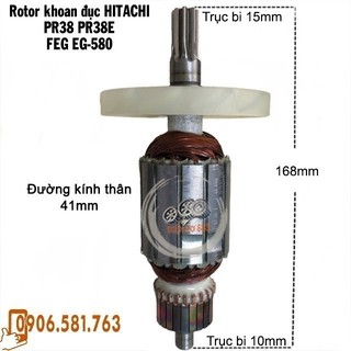 Rotor khoan đục HITACHI PR-38E / FEG EG-580 / DCA AZC38 - Tặng chổi than