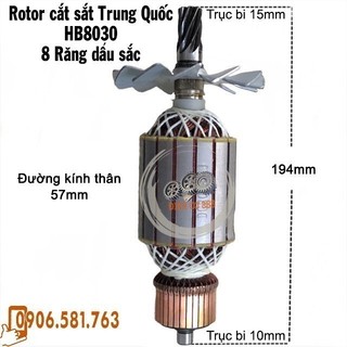 Rotor cắt sắt HB8030 8 Răng sắc Thân 57mm Dài 194mm - tặng chổi than