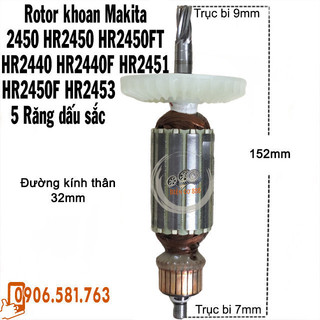 (Hàng DCA) Rotor khoan Makita HR2450, HR2440, HR2451, HR2450F, HR2453 220V - Tặng chổi than