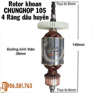 Rotor khoan CHUNGHOP 105 4 Răng Thân 38mm dài 149mm 220V - Tặng chổi than