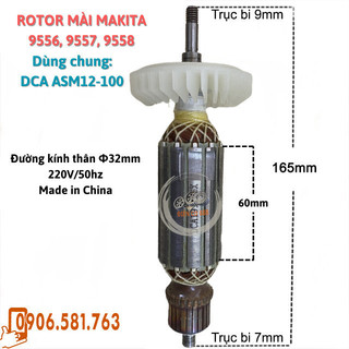 (Hàng DCA) Rotor mài MAKITA 9556, 9557, 9558 dây đồng 220V - Tặng chổi than