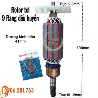 Rotor tời điện than loại 9 Răng - Đường kính 41mm - Tặng chổi than