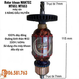 Rotor khoan MAKTEC MT651, MT653 máy xịn 220V - Tặng chổi than