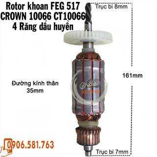 Rotor khoan FEG EG-517 4 Răng Thân 35mm Dài 161mm 220V - Tặng chổi than