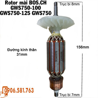 (Hàng DCA) Rotor mài BOSCH GWS 750-100, GWS 750-125 dây đồng 220V - Tặng chổi than