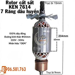 Rotor cắt sắt KEN 7614, DEWALT D28720 và PEFA bi đuôi 9mm (7 Răng Thân 54mm Dài 206mm) 220V - Tặng chổi than
