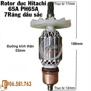 Rotor đục 15kg - 30mm 7 Răng Thân 53mm Dài 196mm - Tặng chổi than